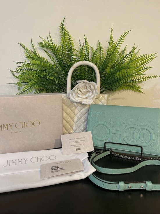 Jimmy Choo Handbags - Jimmy Choo Mint Green Embossed Leather Crossbody